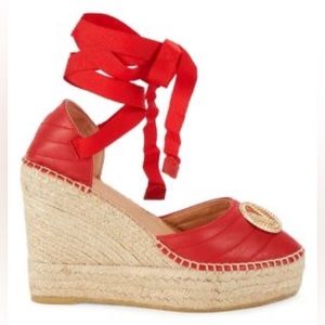 Valentino Roberta Leather Wedge Espadrilles
